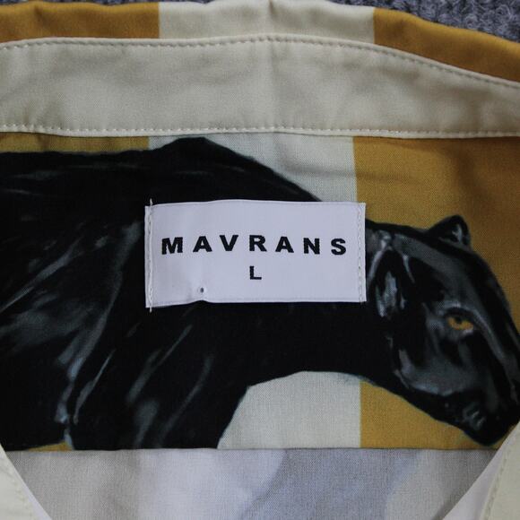 Mavrans Top Womens Large Pantera Crop Striped Button Up Tropical Summer Cruise - Picture 7 of 12